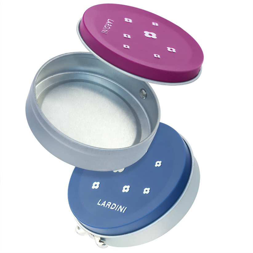 Wholesale Low Price 1oz 2oz Small Cosmetic OEM Round Pill Biscuits Stash Tin Can Custom Tin Box With Metal Screw Lid