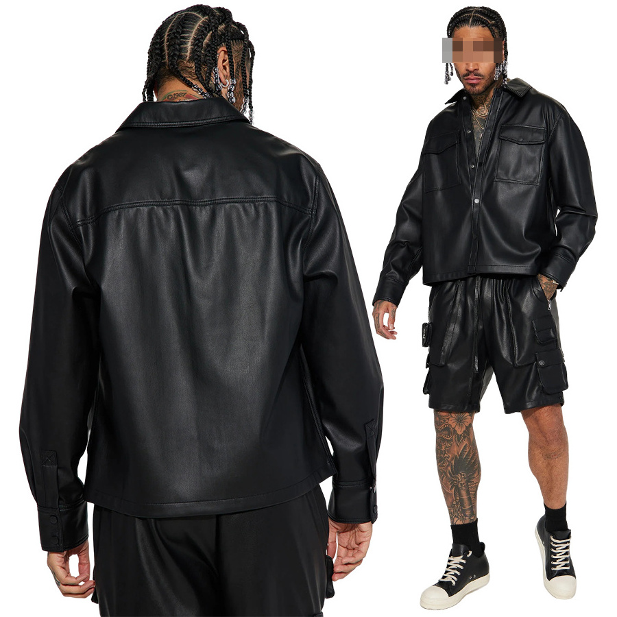 Men Streetwear Pour Hommes Leather Jacket And Shorts Plus Size Men's Sets Custom Clothing Manufacturers