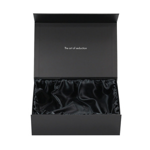 Custom Luxury Package Magnetic Black Satin Insert Lined Gift Box Packaging with Satin Inside Packing