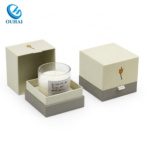 Custom Luxury Large White Two Pieces Rigid Scented  Candle Jar Set Gift Packaging Cardboard Boxes With Logo Insert For Candles