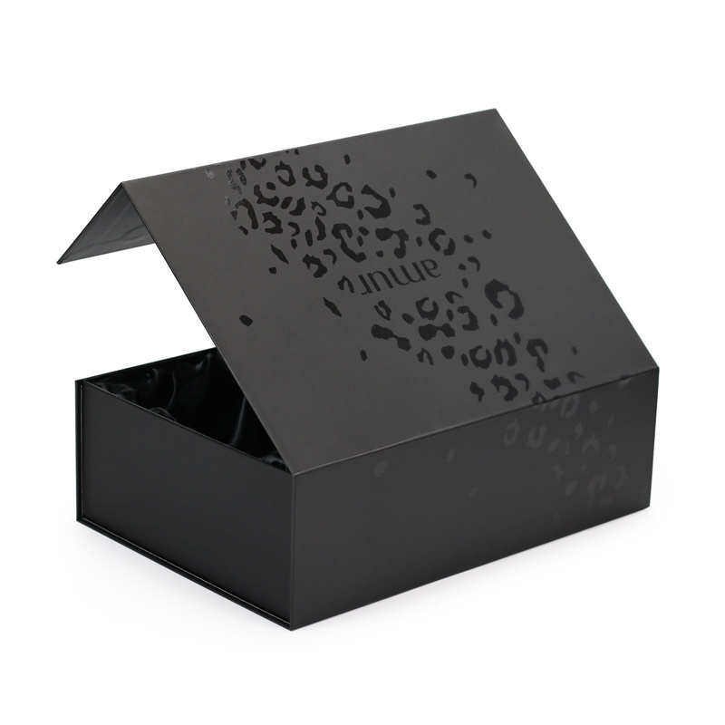 Custom Luxury Package Magnetic Black Satin Insert Lined Gift Box Packaging with Satin Inside Packing