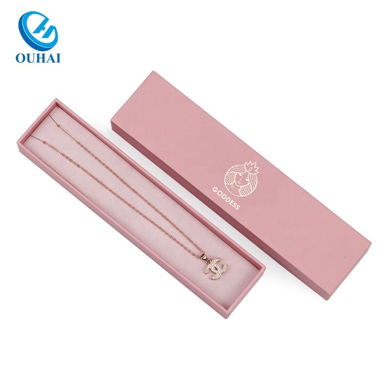 Jeweller Paper Package Luxury Pink Cardboard Earring Bracelet Necklace Ring Drawer Box Jewelry Custom Packaging Box with Logo