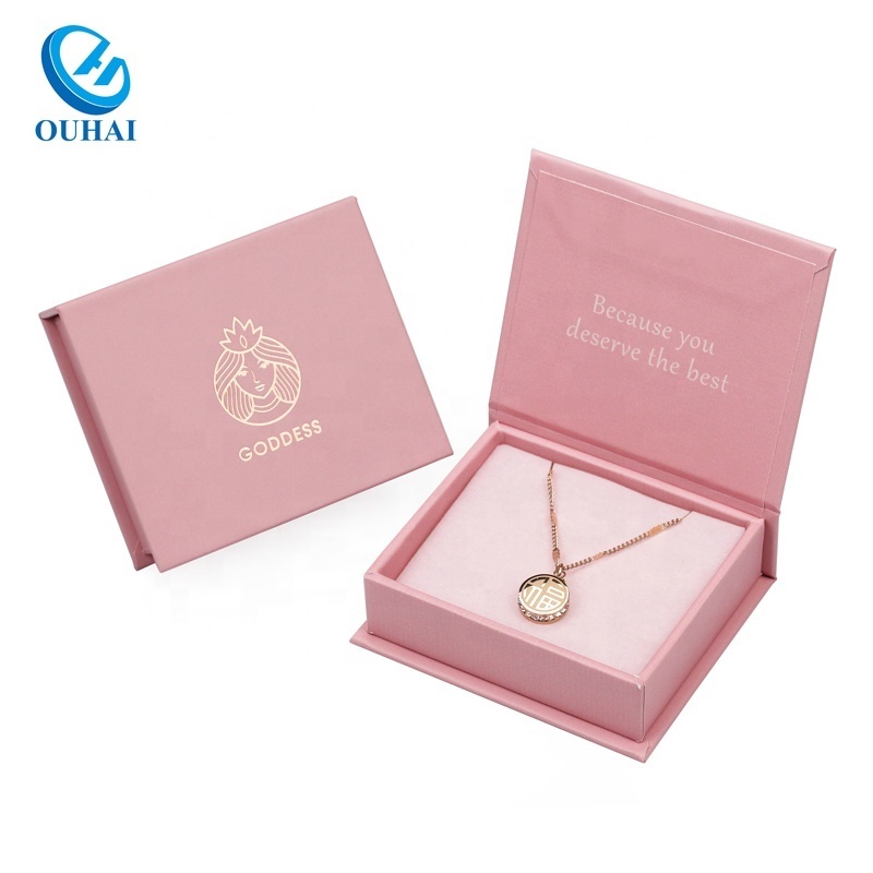 Jeweller Paper Package Luxury Pink Cardboard Earring Bracelet Necklace Ring Drawer Box Jewelry Custom Packaging Box with Logo