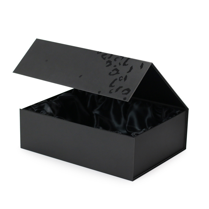 Custom Luxury Package Magnetic Black Satin Insert Lined Gift Box Packaging with Satin Inside Packing