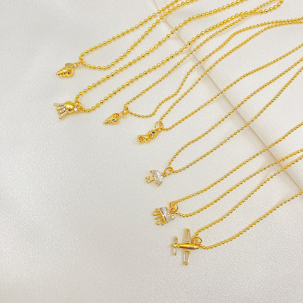 18k gold plated trend airplane umbrella seahorse octopus conch jellyfish animal necklace spot necklaces