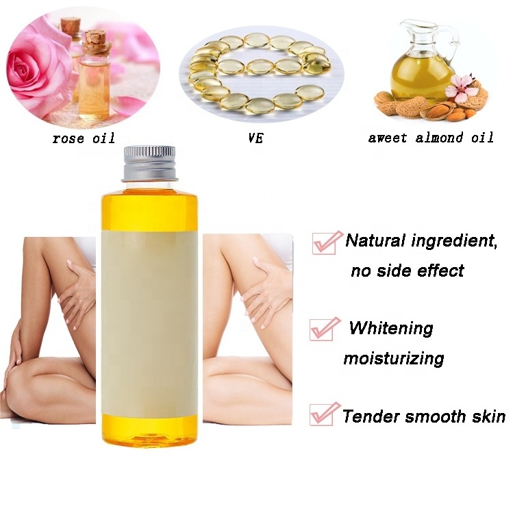 Whitening oil Organic natural body massage oil for body tender skin more elastic rose sweet oil rich vitamin e custom label