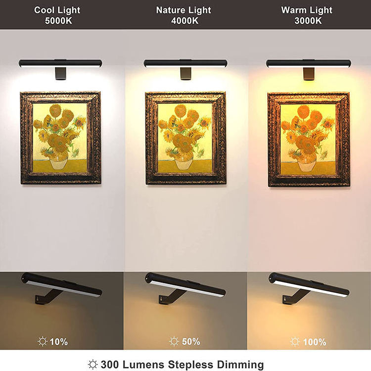 Modern Gallery Picture Light Indoor wireless Wall lamp Rechargeable with touch and remote control