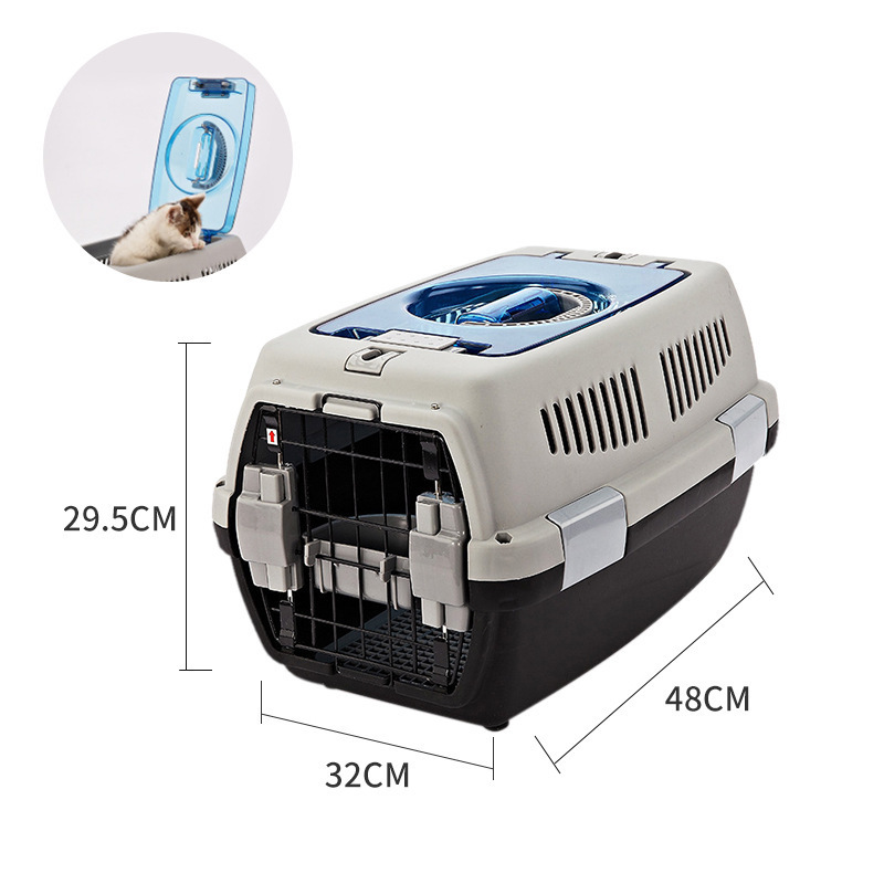 IATA Plastic Airline Shipping Approved Dog Two Doors with skylight Transport Box Pet Cages Bag Carrier And Travel Crates Kennel