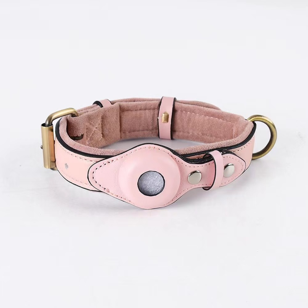 Nice Quality Custom Logo Fashionable Cool Leather Airtag Pet Collar For Dogs