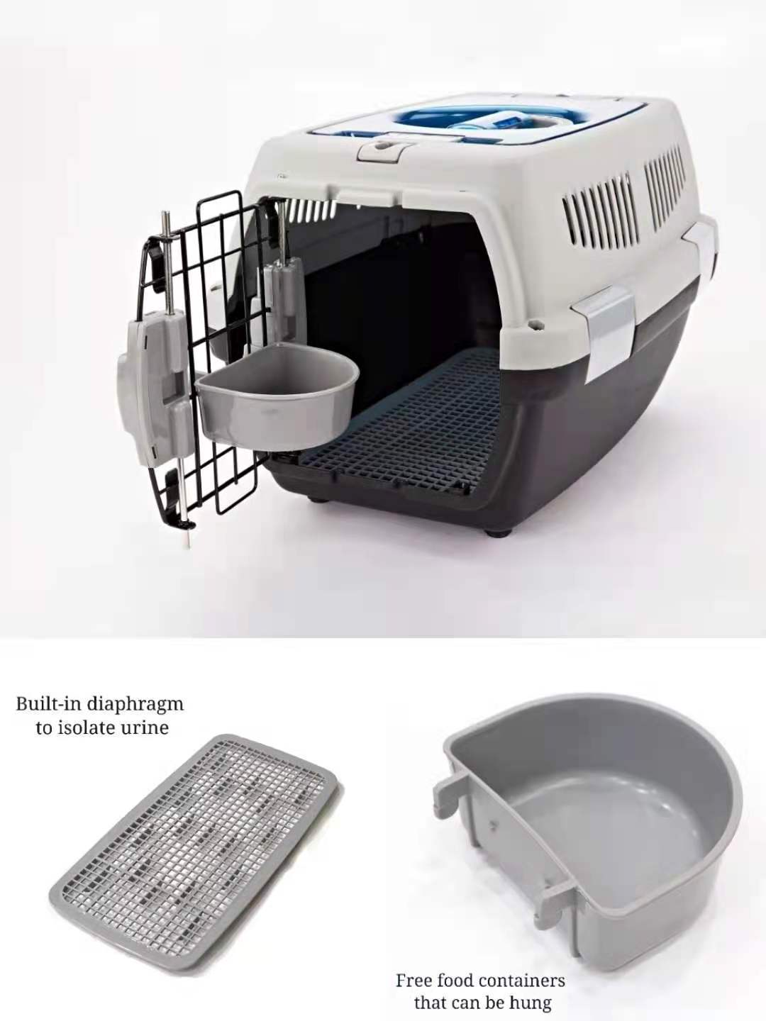 IATA Plastic Airline Shipping Approved Dog Two Doors with skylight Transport Box Pet Cages Bag Carrier And Travel Crates Kennel