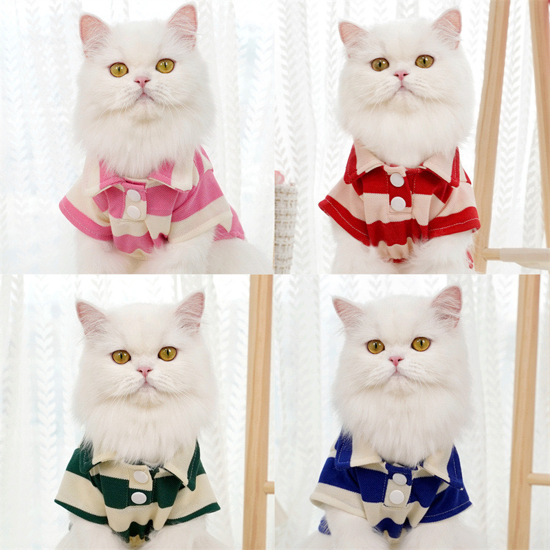 New Arrival Spring Summer Cat Dog Shirts T-shirt Pet Clothes Soft Striped Pet Clothing For Teddy Pomeranian Small Dog Cat