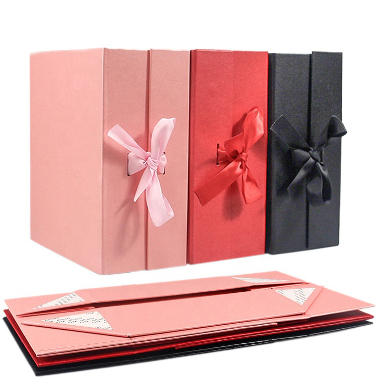 Pink Large Gift Box With Lid Bridesmaid Proposal Hard Collapsible Gift Box With Magnetic Closure Ribbon