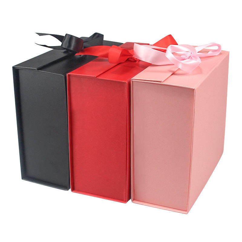 Pink Large Gift Box With Lid Bridesmaid Proposal Hard Collapsible Gift Box With Magnetic Closure Ribbon