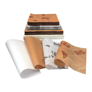 Custom Burger Kraft Grease Proof Reusable Parchment Baking Butter Sandwich Packaging Wrap Wrapping Food Safe Wax Paper