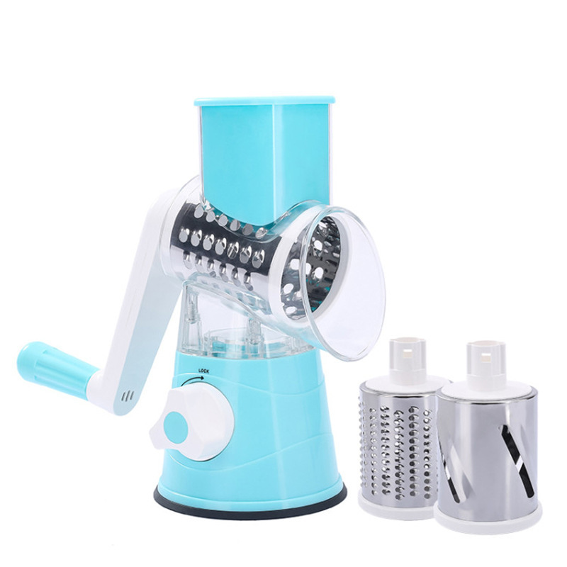 Manual Grater Multi-function Rotary, Shredded Potato Machine Kitchen Gadget Cabbage Chopper 3 in 1 Manual Vegetable Grater/