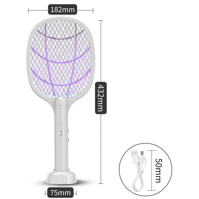 New Best Selling Top, Supplier Rechargeable USB Mosquito Fly Bat Racket Electric Fly Bug Zapper Insect Swatter with Base/