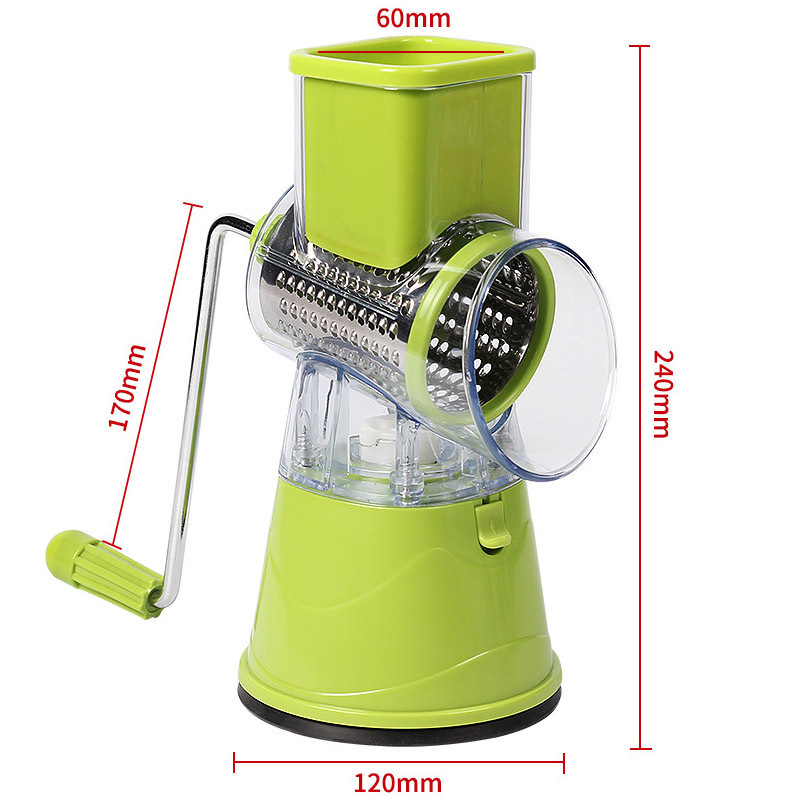 Manual Grater Multi-function Rotary, Shredded Potato Machine Kitchen Gadget Cabbage Chopper 3 in 1 Manual Vegetable Grater/