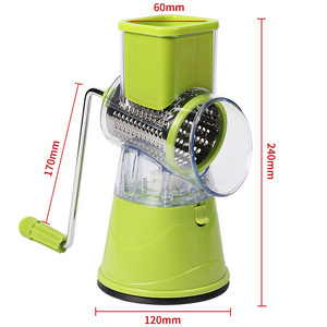 Manual Grater Multi-function Rotary, Shredded Potato Machine Kitchen Gadget Cabbage Chopper 3 in 1 Manual Vegetable Grater/