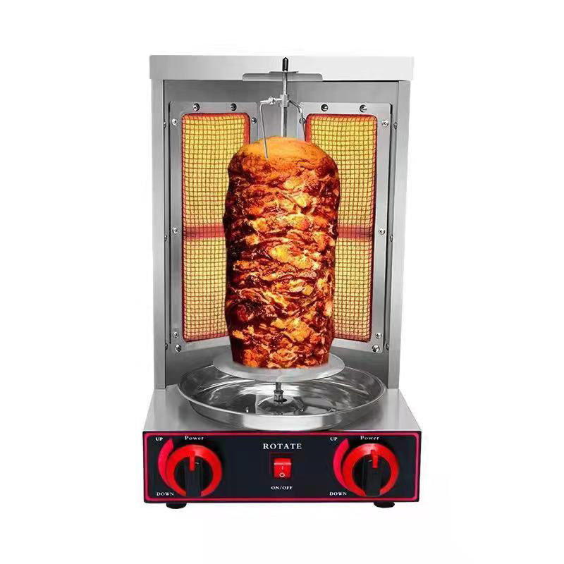 Vertical Rotating BBQ Kebab Meat LPG Gas Grill Stainless Steel Commercial Shawarma Doner Meat Oven Machine Rotisserie Spin Grill