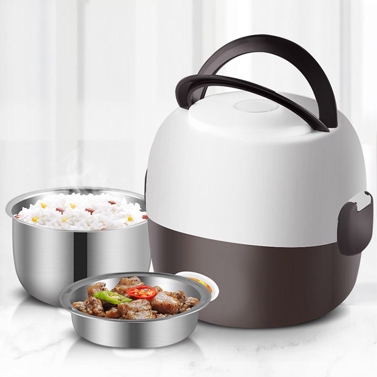 Stainless Steel 2/3 Layers, Steamer Portable Meal Thermal Heating Lunch Box Food Container Warmer Mini Electric Rice Cooker/