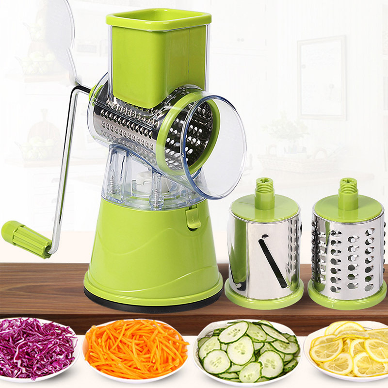 Manual Grater Multi-function Rotary, Shredded Potato Machine Kitchen Gadget Cabbage Chopper 3 in 1 Manual Vegetable Grater/