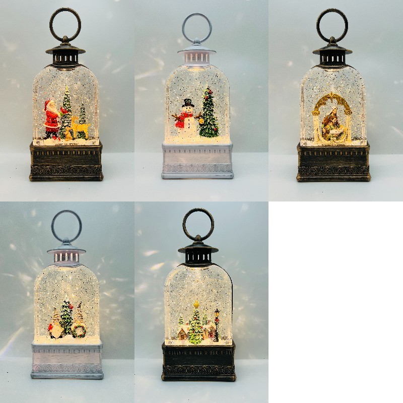 Factory Direct Selling Christmas Lantern Lamp LED Snowing Light Gifts Music Box for Indoor Home Decorations