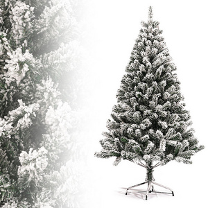 Prelit Snowing White Artificial Christmas Tree For Indoor Christmas Decorations