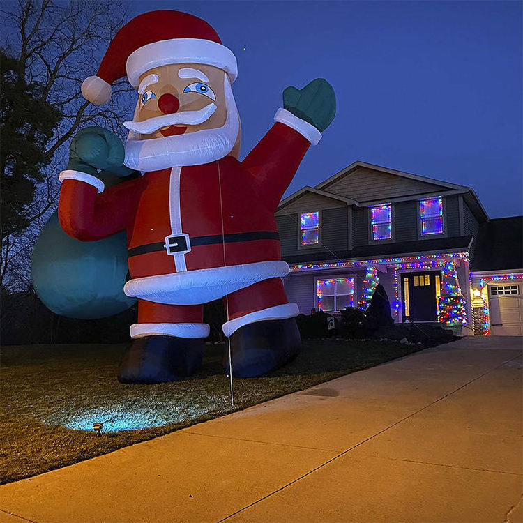 26Ft Xmas Inflatable Santa Claus Huge Outdoor Merry Christmas Yard Decoration Outhouse Giant Blow Up Santa With Led Light