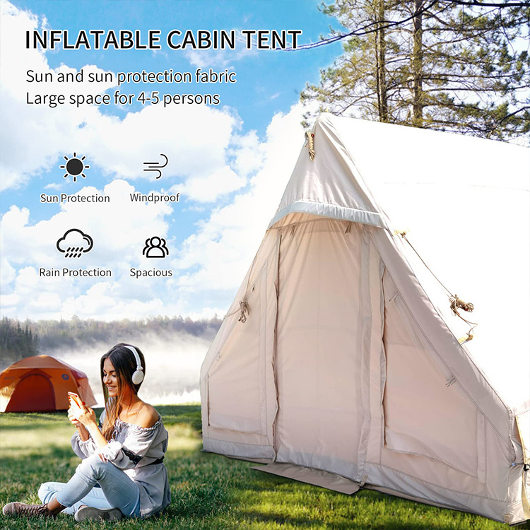 Inflatable Tents Camping Outdoor Glamping 4 - 8 Person Hiking Blow Up Canvas House Air Architecture With Mosquito Screen