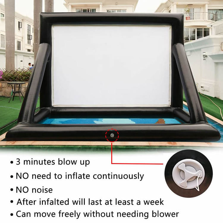 Airtight 17 Ft Once Blow Up Screen Outdoor Theater Cinema Projector Inflatable Movie Screen With Stand Floating