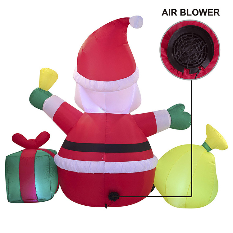 5Ft Christmas Inflatable Decoration Santa Claus With Gift Bag Lighted Blow Up Inflatables For Xmas Party