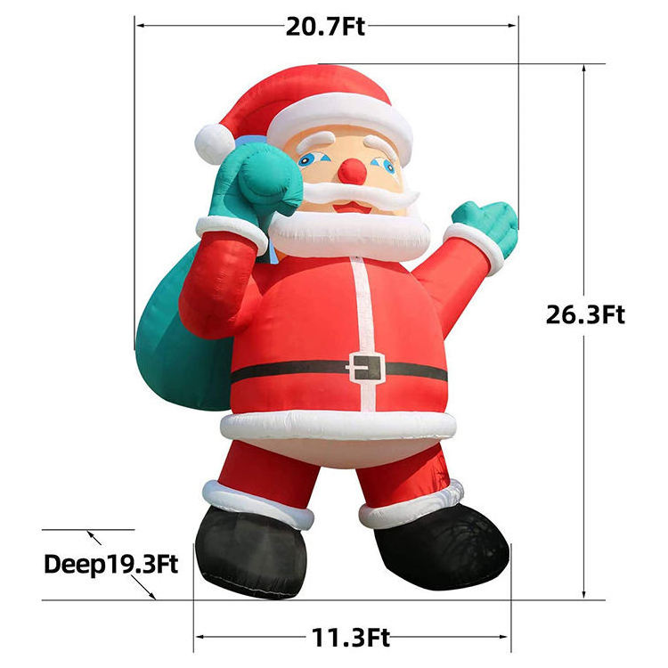 26Ft Xmas Inflatable Santa Claus Huge Outdoor Merry Christmas Yard Decoration Outhouse Giant Blow Up Santa With Led Light