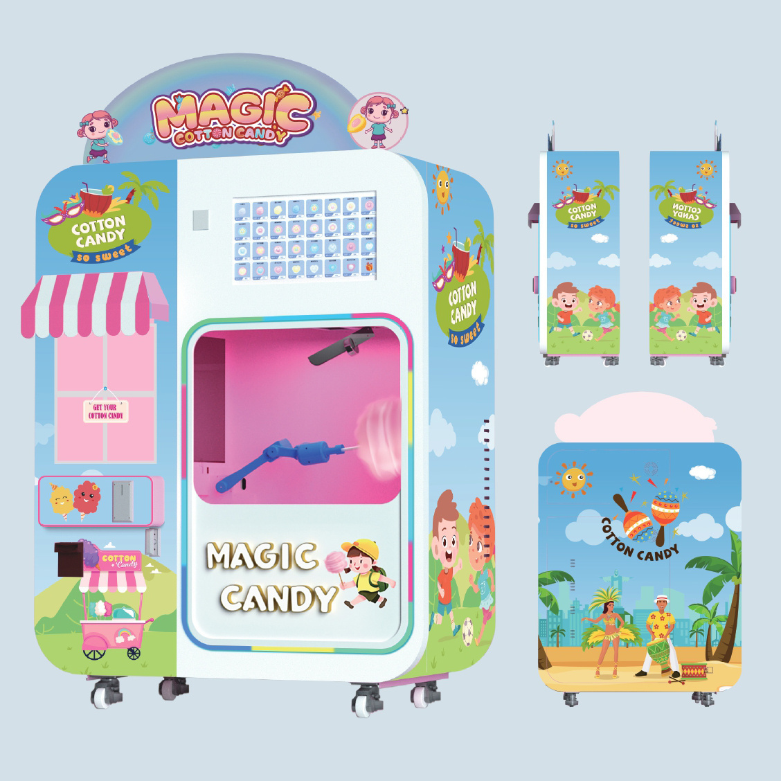 New Design Cotton Candy Machine With Sugar Selling Automatic Cotton Vending Machine Cotton Candy Vending Machines For Sale