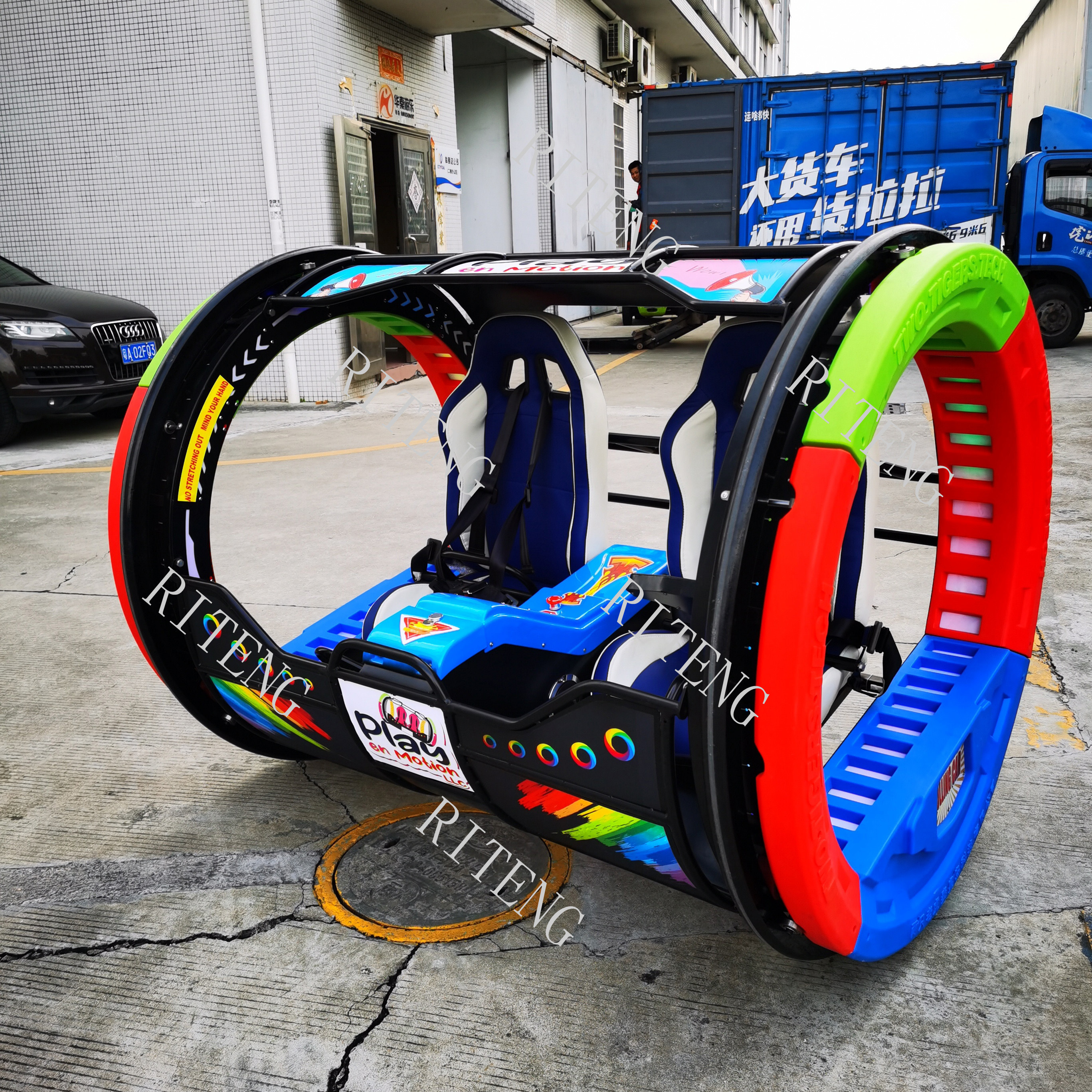 Riteng Outdoor Amusement Park Rides Happy 360 Degree Rotation Control Rolling Car Carnival 360 Adult Happy Swing Ride Rocking