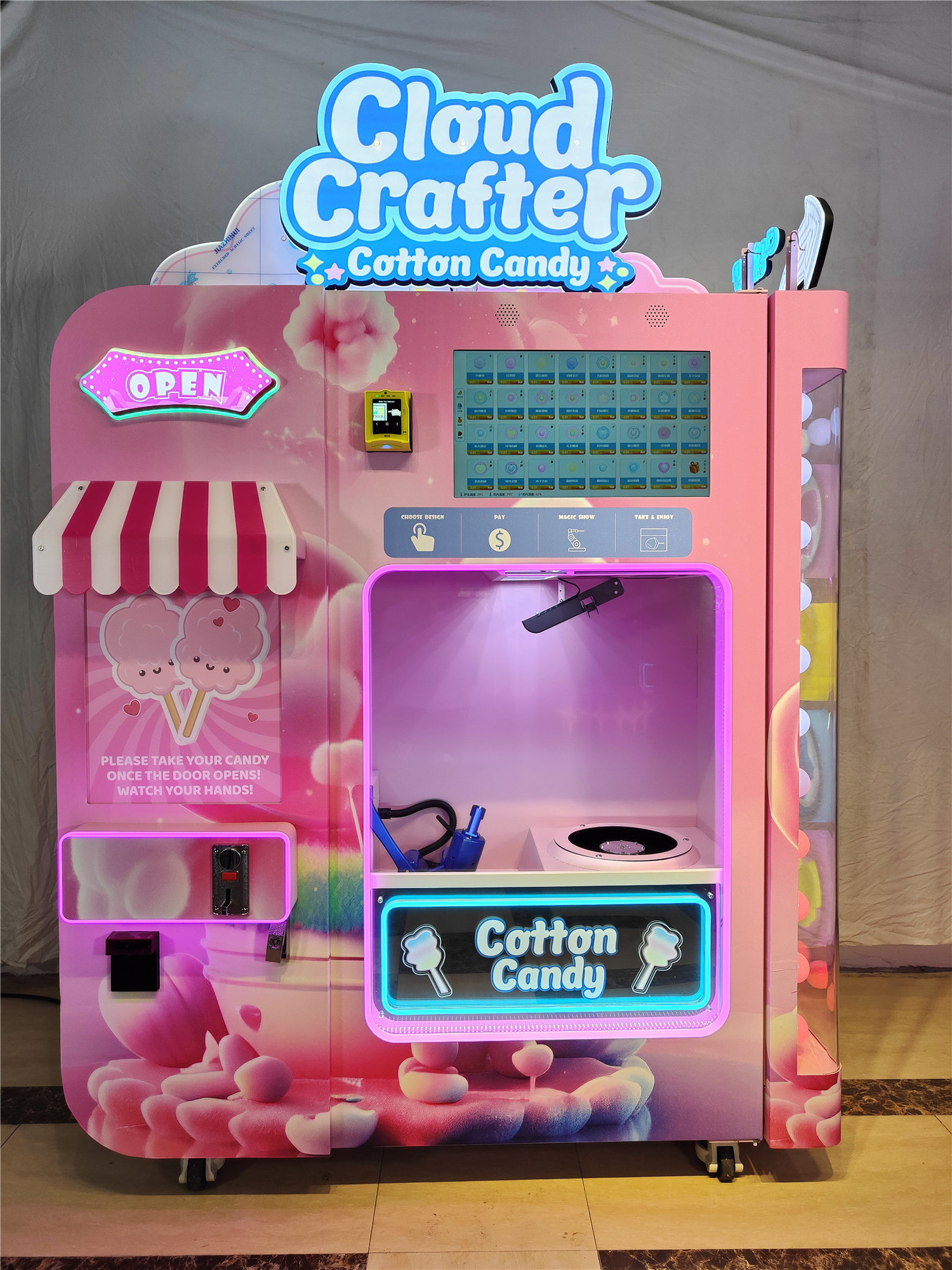 New Design Cotton Candy Machine With Sugar Selling Automatic Cotton Vending Machine Cotton Candy Vending Machines For Sale