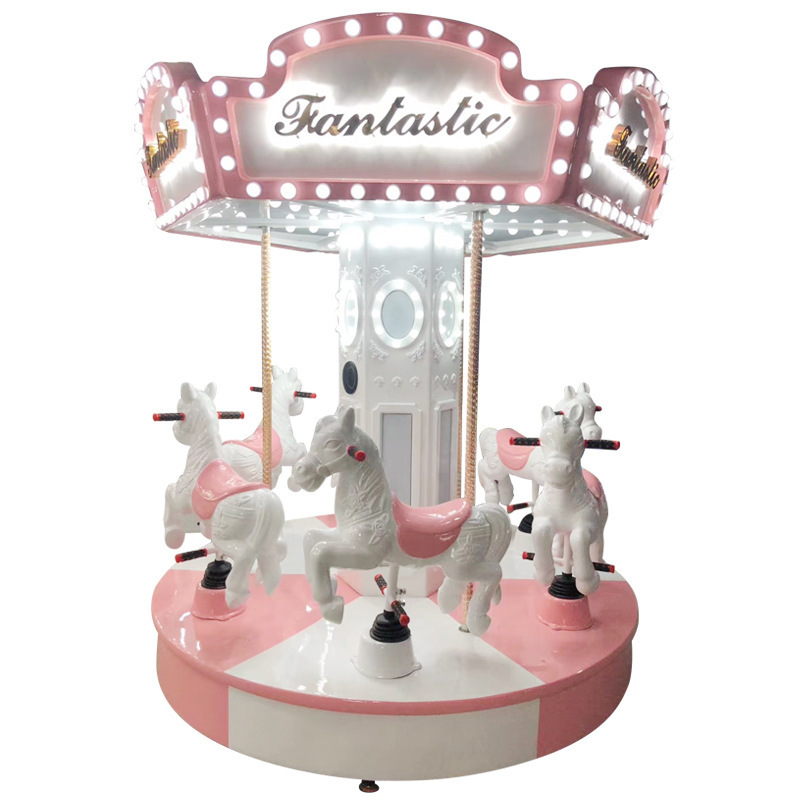 3 players carousel merry go round kids toy mini vertical coin operated kiddie rides 6 seats horse carousel for sale