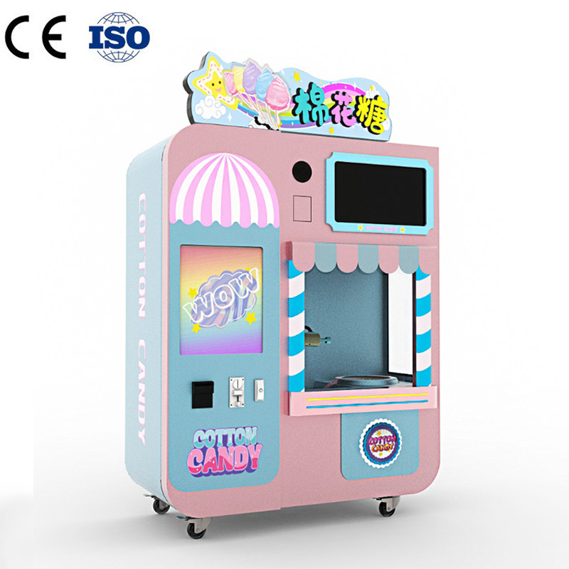 Fully Automated Sugar Cotton Floss Candy Machine Automatically New Style Art Cotton Candy Sugar Robot Vending Machine India