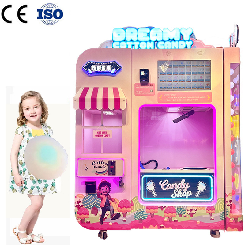 New Design Cotton Candy Machine With Sugar Selling Automatic Cotton Vending Machine Cotton Candy Vending Machines For Sale