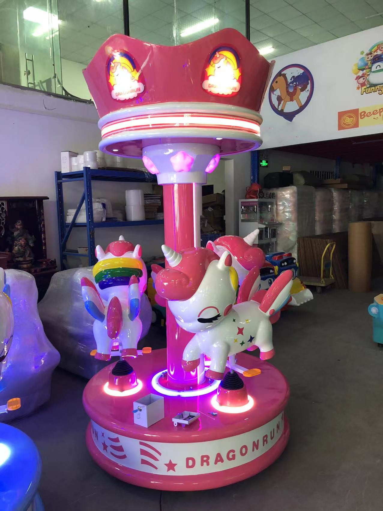 Hot Sale Amusement Park  Fairground Whirligig Merry go Round good Used Small 3 Seats Mini Carousel for Sale