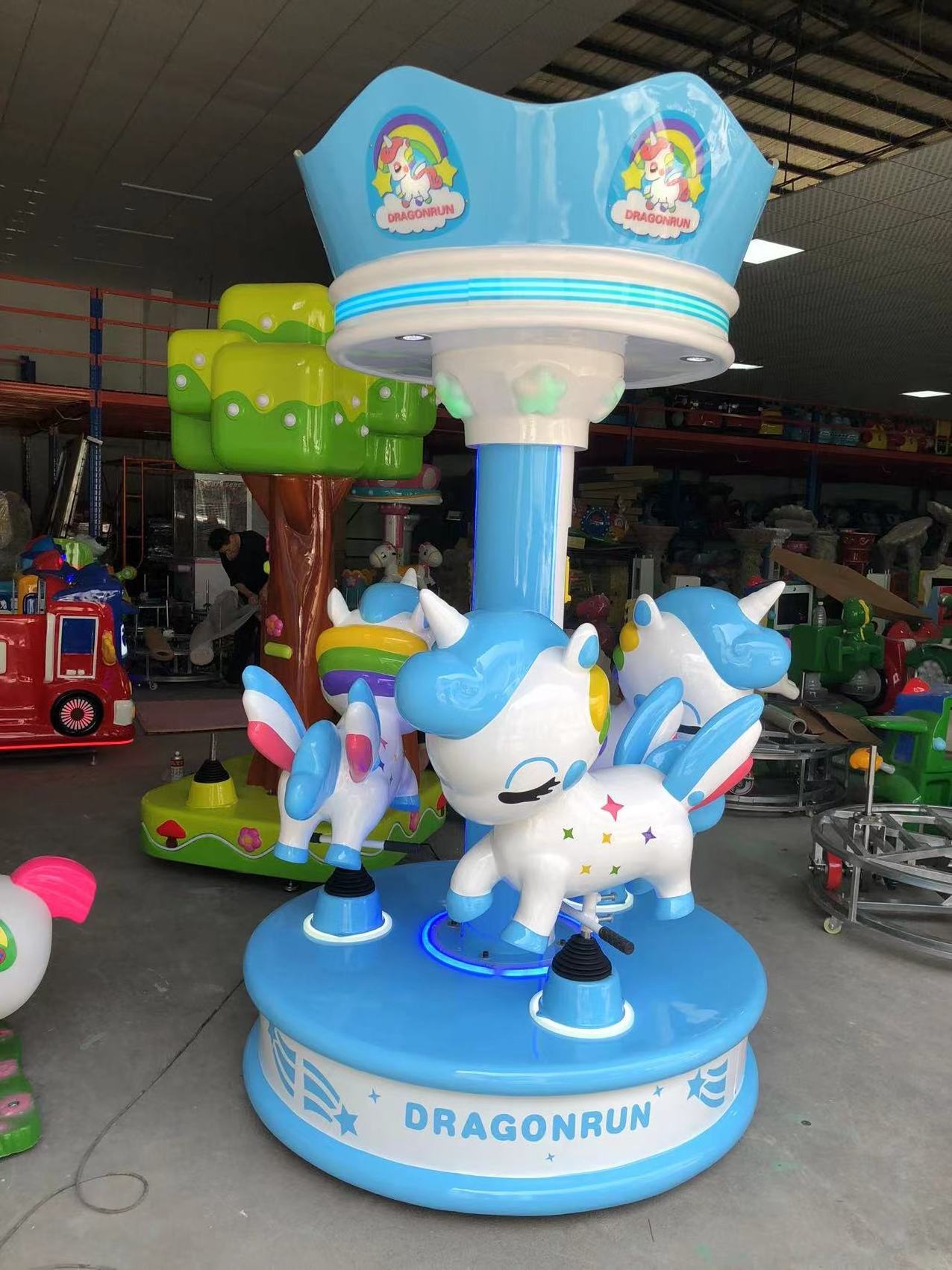 Hot Sale Amusement Park  Fairground Whirligig Merry go Round good Used Small 3 Seats Mini Carousel for Sale