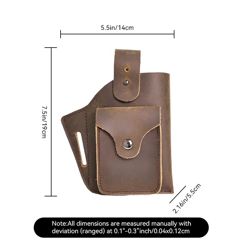 Genuine Leather Fanny Pack for Men Waist Bag Vintage Cowhide Cell Phone Belt Holster Case Male Wallet Pocket Cigarette Bag Open