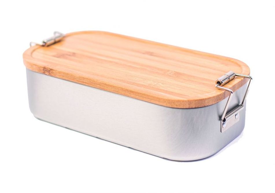 BPA FREEStainless Steel Lunchbox with bamboo lid,304 Stainless Steel Bento Lunch Box with Bamboo Lid and Lock Clips Design 800ML