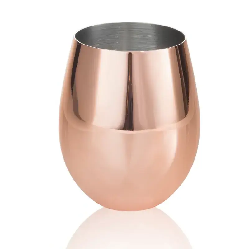 Moscow Mule 18oz Copper Stemless Wine Glass,Stemless Copper Wine Glasses,Stainless steel drink beer cup with copper plated