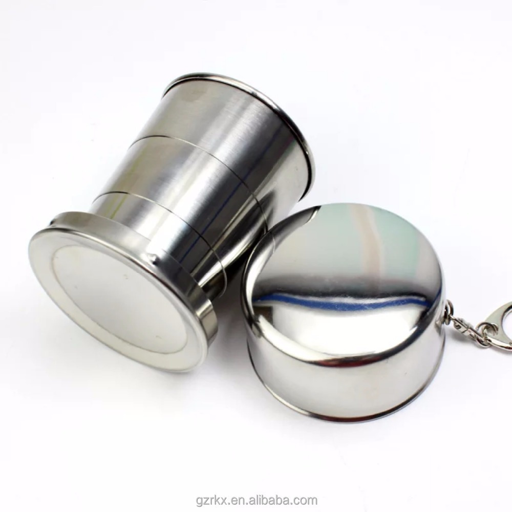 Stainless steel folding tumbler cup collapsible thermal flask coffee mug,Portable Collapsible Stainless Steel Pocket Cup