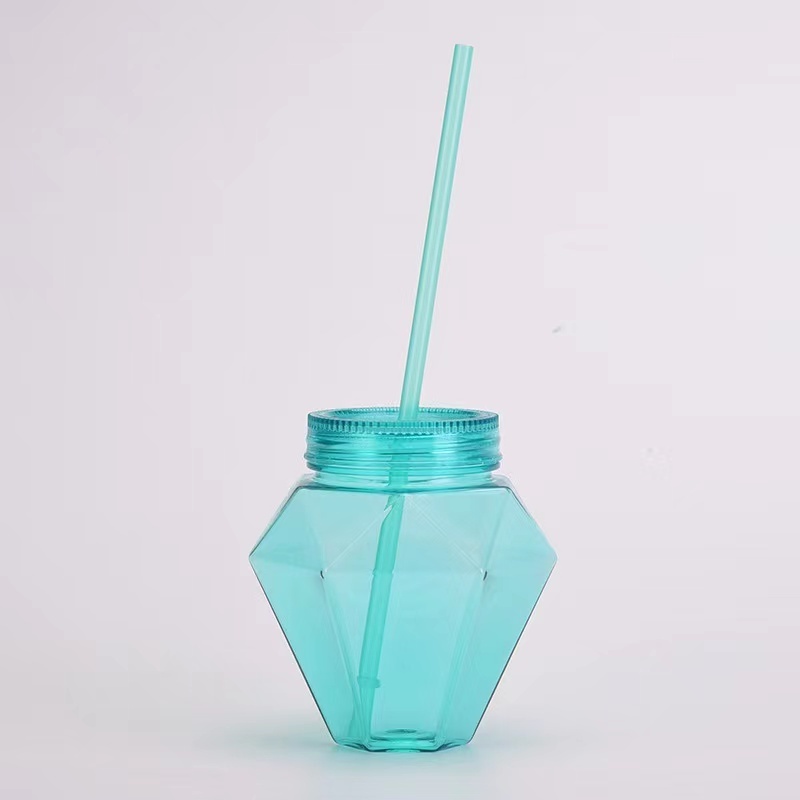 500ML Creative Pineapple Shape Drink Cups Disposable Transparent Plastic Straw Cups Party Mug