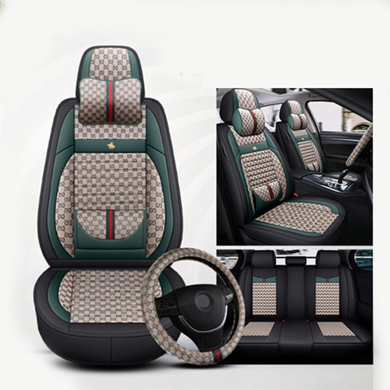 Leather Car Seat Covers Automotive Vehicle Cushion Cover for SUV Pick-up Truck Universal Fit Set for Auto Interior Accessories