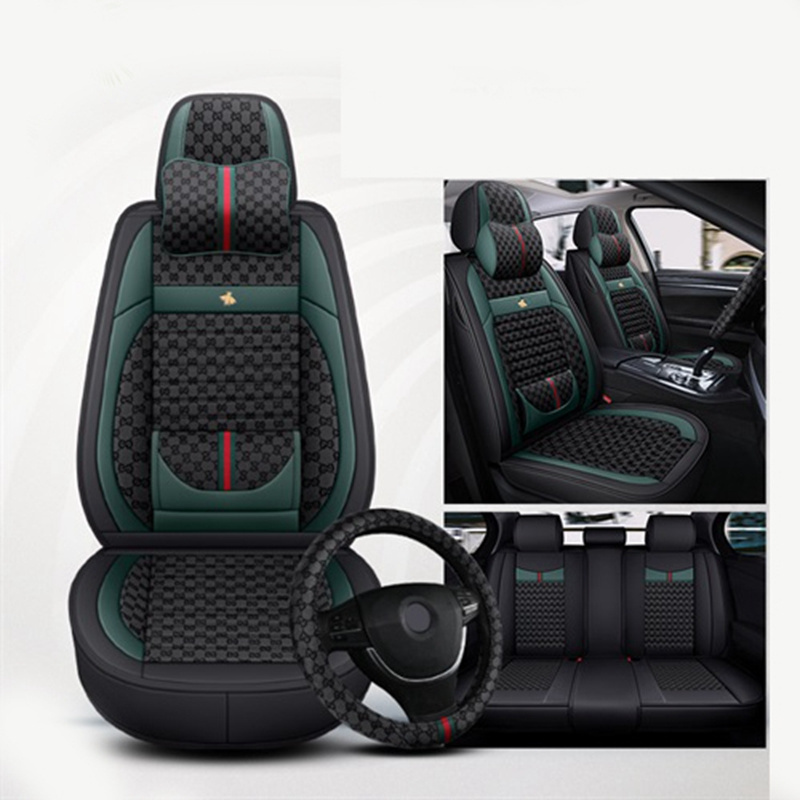 Leather Car Seat Covers Automotive Vehicle Cushion Cover for SUV Pick-up Truck Universal Fit Set for Auto Interior Accessories