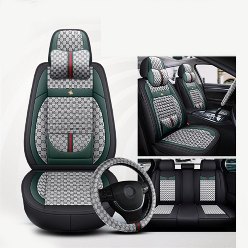 Leather Car Seat Covers Automotive Vehicle Cushion Cover for SUV Pick-up Truck Universal Fit Set for Auto Interior Accessories