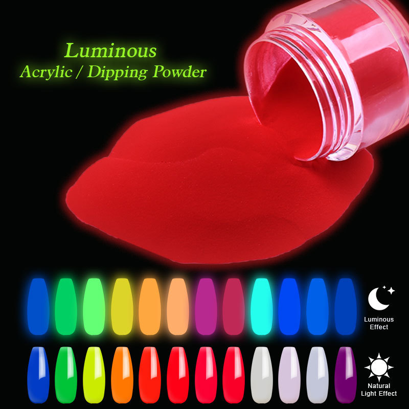 Fast Dry Bulk Glow In Dark Glitter Ins StyleNail Nail Art Kit  Fluorescent Diy Luminous Nail Acrylic Powder