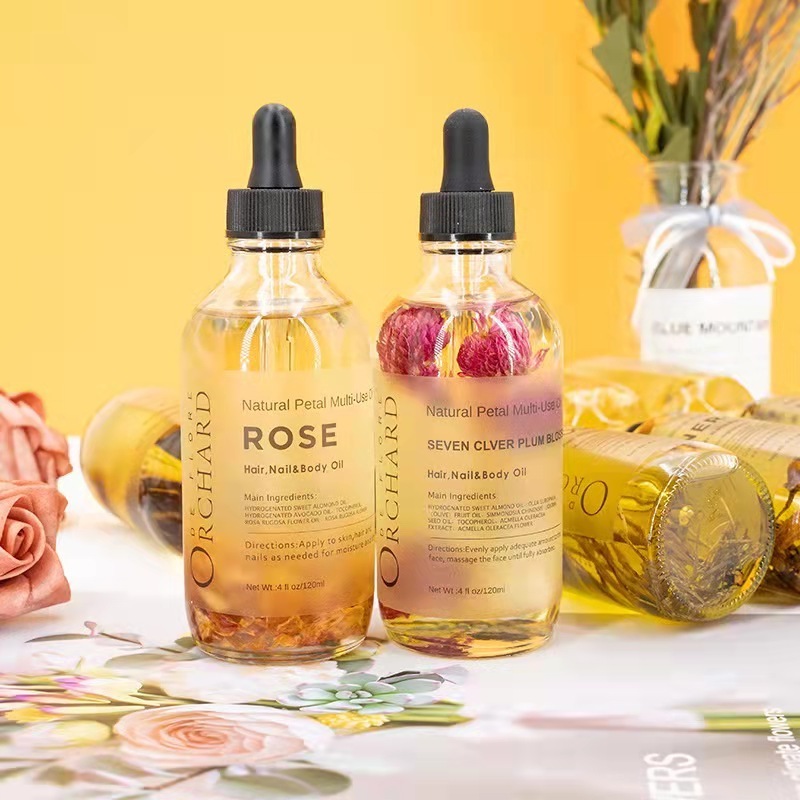 Rose Multi-Use Oil for Face, Body and Hair Organic Blend Skin Care Lavender Oil Sweet Almond Oil Moisturizer for Dry Skin